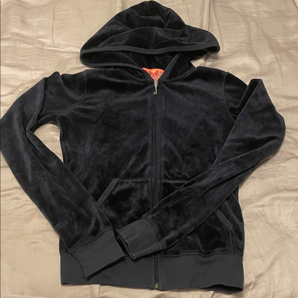 Y2K Vintage Juicy Couture Velour Hoodie navy